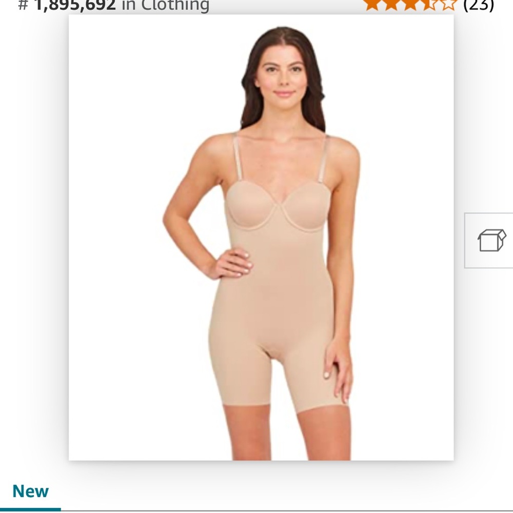 NWT assets by spanks size small strapless cupped bodysuit b115s